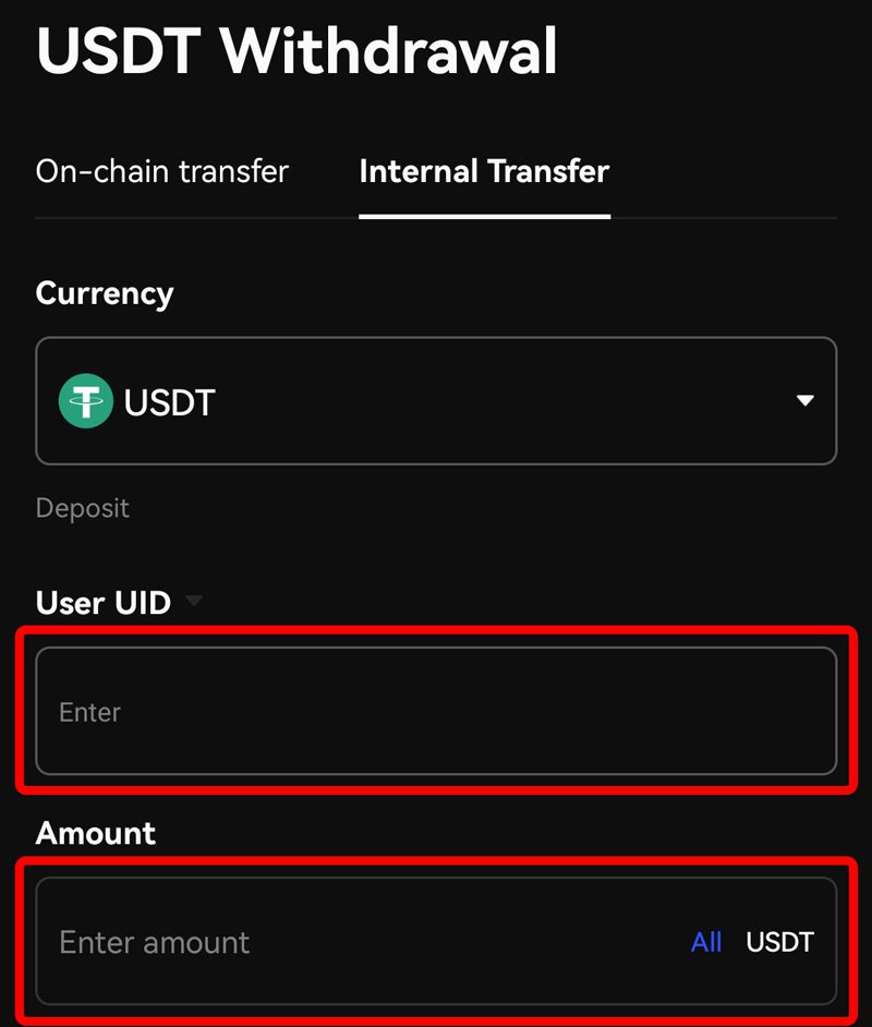 انتقال یک دارایی از اکانتی به اکانت با استفاده از UID در BingX