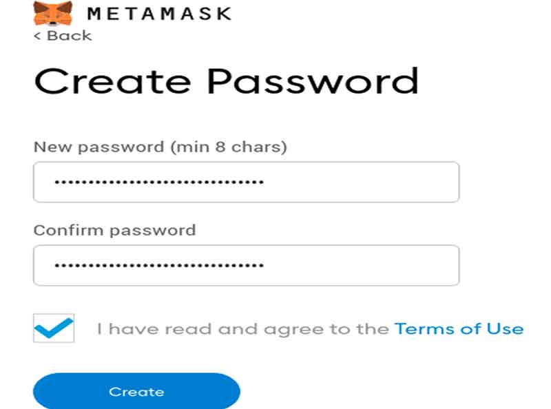 ایجاد حساب در metamask