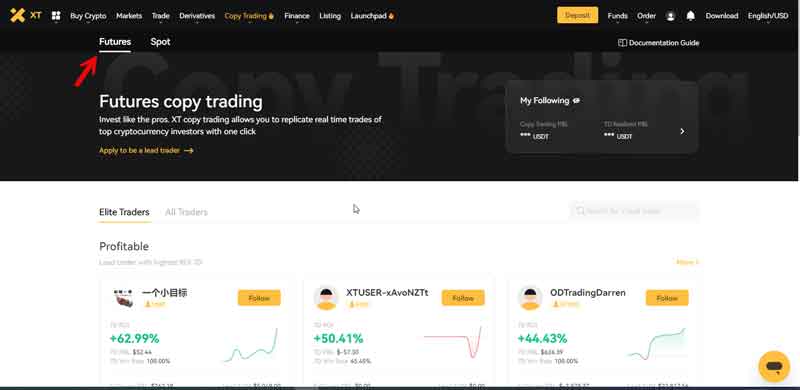 کپی ترید فیوچرز صرافی ایکس تی xt