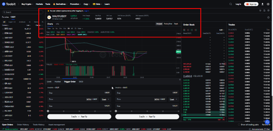 خرید طلا xaut در بازار کریپتو به کمک صرافی توبیت